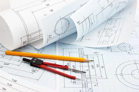 Twisted technical drawing Foto stock