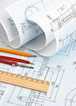 Twisted technical drawing Stock Photos