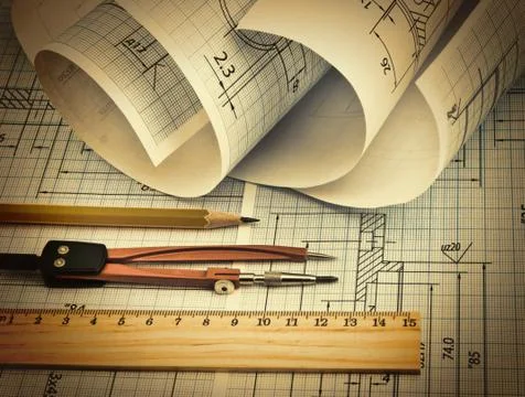 Twisted technical drawing 스톡 사진
