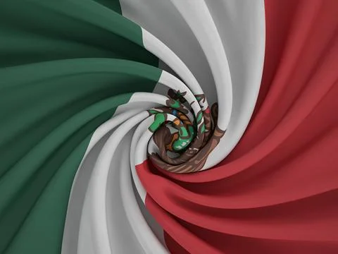Twisted textile Mexico flag Stock Illustration