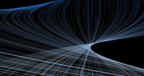 Twisted tracks of colored moving particles 1 Video stock 304636317