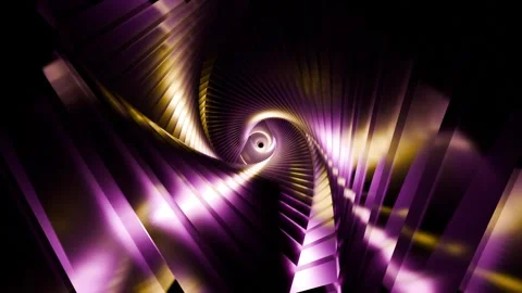 Twisted Triangular Tunnel VJ Loop 4K - Futuristic Music Background Pink Gold Stock Footage 297598185