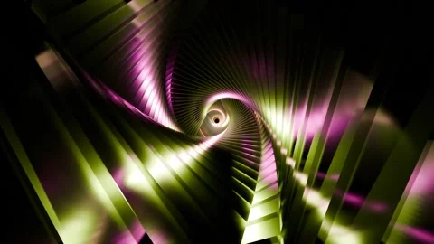 Twisted Triangular Tunnel VJ Loop 4K - Futuristic Music Background Lime Pink Stock Footage 297598196