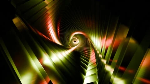 Twisted Triangular Tunnel VJ Loop 4K - Futuristic Music Background Lime Red Stock Footage 297598199