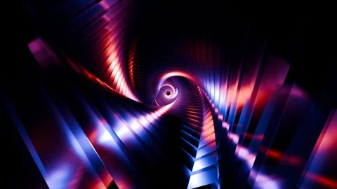 Twisted Triangular Tunnel VJ Loop 4K - Futuristic Music Background Red Blue Stock Footage 297598221