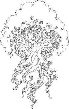 Twisted trunk tree Stock Illustration