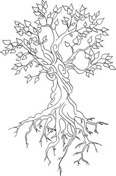 Twisted trunk tree Stock Illustration