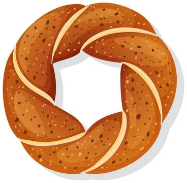 Twisted Turkish Simit Bread Vector Illustration Stock Illustration