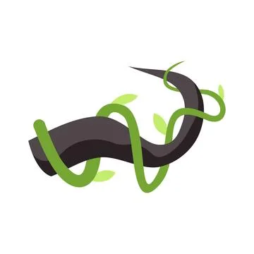 Twisted vine wrapping around a dark tree branch Illustrazione stock