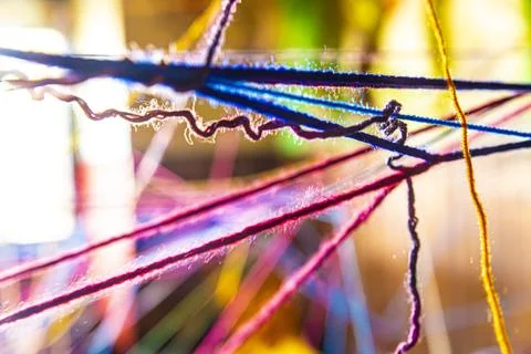 Twisted wool threads in various colors Stock Photos