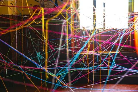 Twisted wool threads in various colors Stock Photos