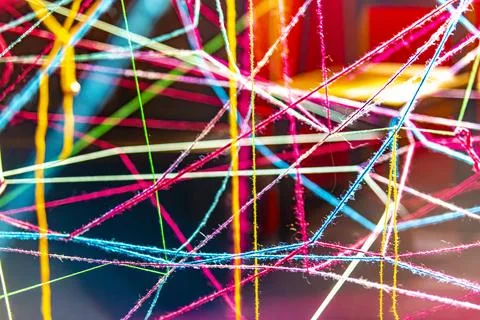Twisted wool threads in various colors Foto stock