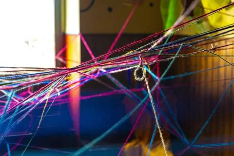 Twisted wool threads in various colors Foto stock