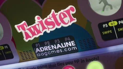 Twister arcade game interface in Arcade play hall handheld dutch angle Stock Footage 305852938