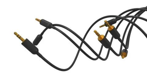 Twisting audio cords. 3d illustration Illustrazione stock