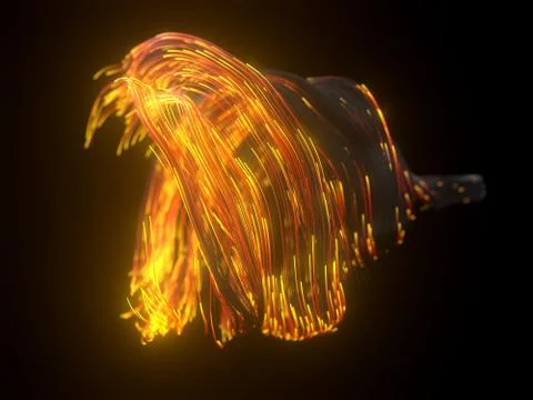 Twisting black strings with glowing heads. suitable for technology, internet  Stock Illustration