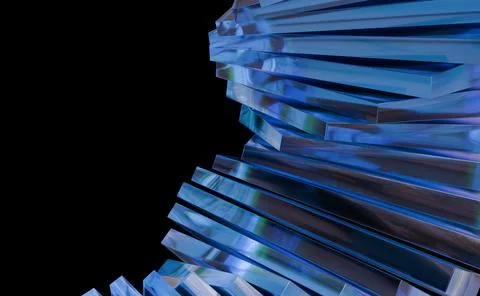 Twisting blue-hued metallic or glass blocks form a dynamic helix against a .. 스톡 일러스트