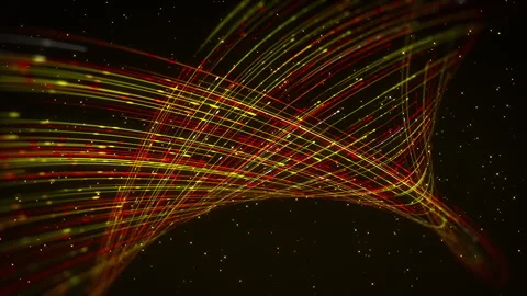 Twisting Golden Particle Light Trails With Seamless Looping Motion Stock Footage 345473984