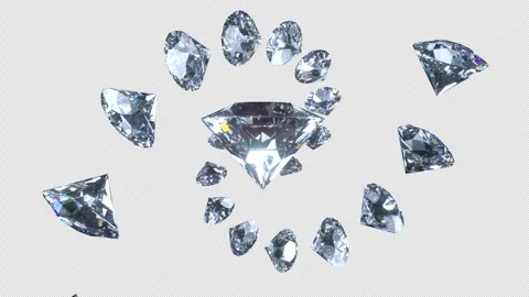 Twisting Light Among Crystal Diamonds with Alpha Channel 4K Stock Footage 306584739