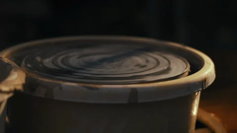 Twisting Pottery Circle at Sunset Day in the Park Stock Footage 123504504