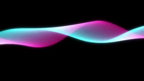 Twisting silk ribbon made of thin pink and cyan neon lines Vídeo Stock 348276468