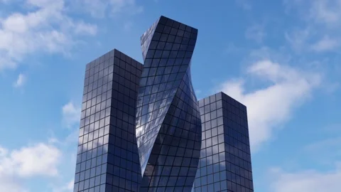 Twisting Skyscraper Animation Stock Footage 222224123