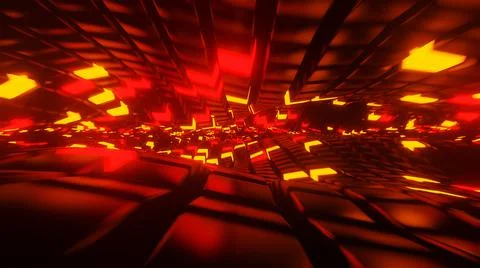 A twisting surface with lit cubes 3D render Stock Illustration
