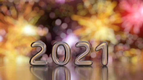 Twisting text 2021 new year celebration 3D render animation Stock Footage 141892137