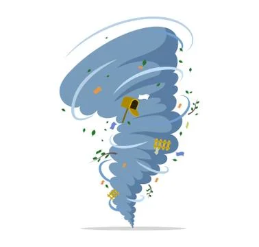 Twisting tornado vector flat illustration. Natural disaster, hurricane or storm Stock Illustration