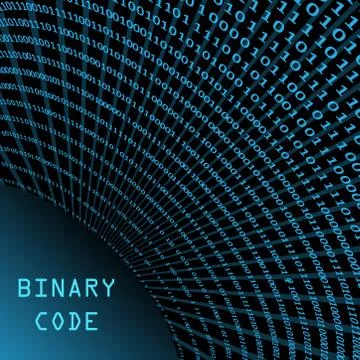 Twisting tunnel of digital binary computer code Stock Illustration