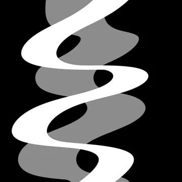 Twisting White Ribbon over Gray Waves on Black Stock Illustration