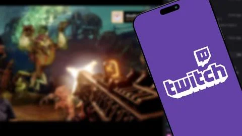 Twitch logo on smartphone screen Stock Photos