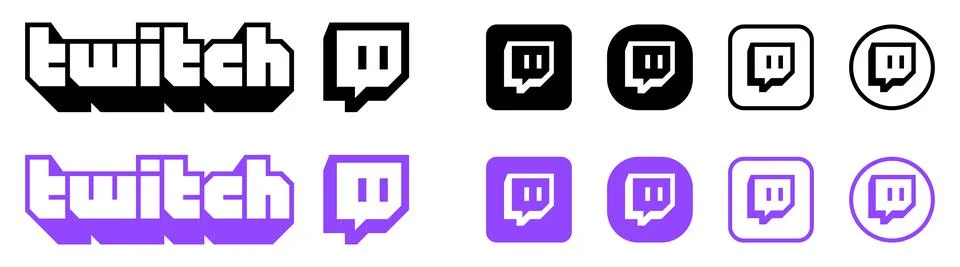 Twitch vector logo set Stock Illustration