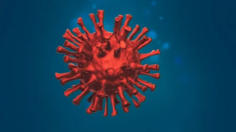 Twitching Covid-19 / Coronavirus Animation. Blue screen 4K Virus 3D rendition Stock Footage 129730816