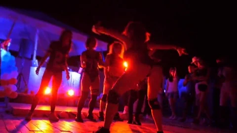 Twitching legs and booty dancing girl close up on stage in club Video stock 69221897
