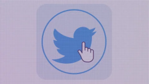 Twitter 2 Icon Click Close Up Front Camera Stock Footage 163808394