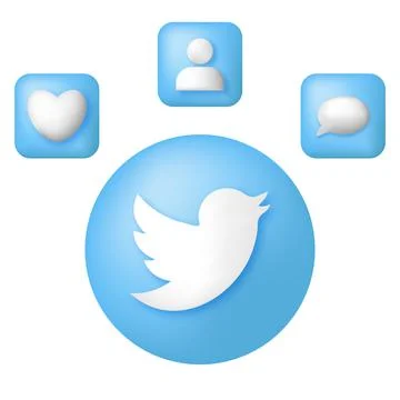 Twitter 3d logo Stock Illustration