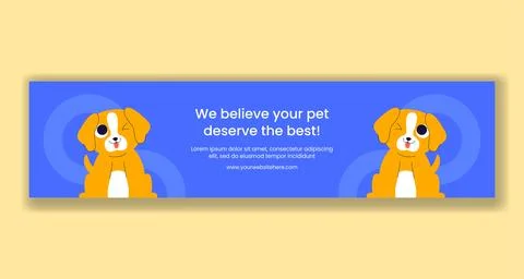 Twitter Ad Pets Care Services With Flat Cartoon Hand Drawn Templates Illust.. Stock Illustration