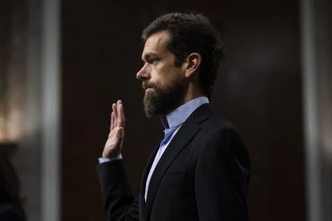 Twitter and Facebook CEOs testify in Senate on Russia and censorship, Washington Stock Photos
