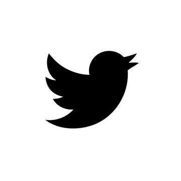 Twitter Bird Silhouette on a White Background Stock Illustration