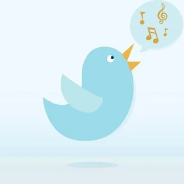 Twitter bird vector singing Stock Illustration