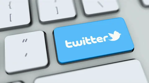 Twitter button on computer keyboard. Key is pressed, click for HD Stock Footage 35647473