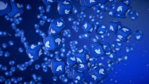 Twitter Cubes falling down in a Loop Stock Footage 241620775