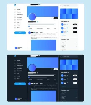 Twitter Desktop Version Vector Editable Mockup Template Stock Illustration