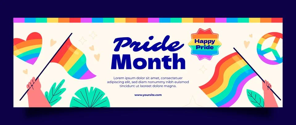 Twitter header template for pride month celebration Stock Illustration