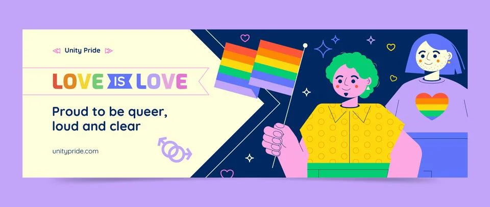 Twitter header template for pride month celebration Stock Illustration