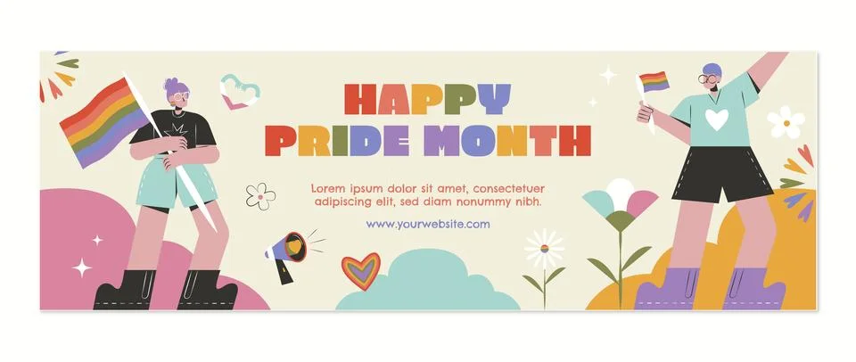Twitter header template for pride month celebration Stock Illustration