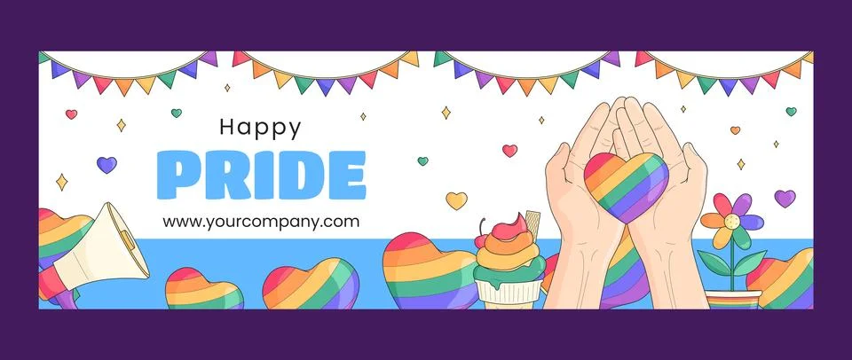 Twitter header template for pride month celebration Stock Illustration