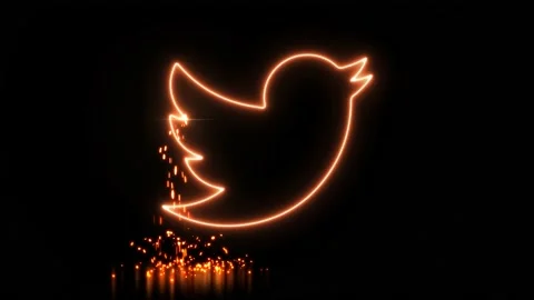 Twitter icon appearing in welding sparks effect Stock Footage 152008644