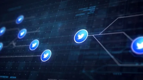 Twitter Icon Line Connection of Circuit Board Loop Animation 4K Stock Footage 70534627